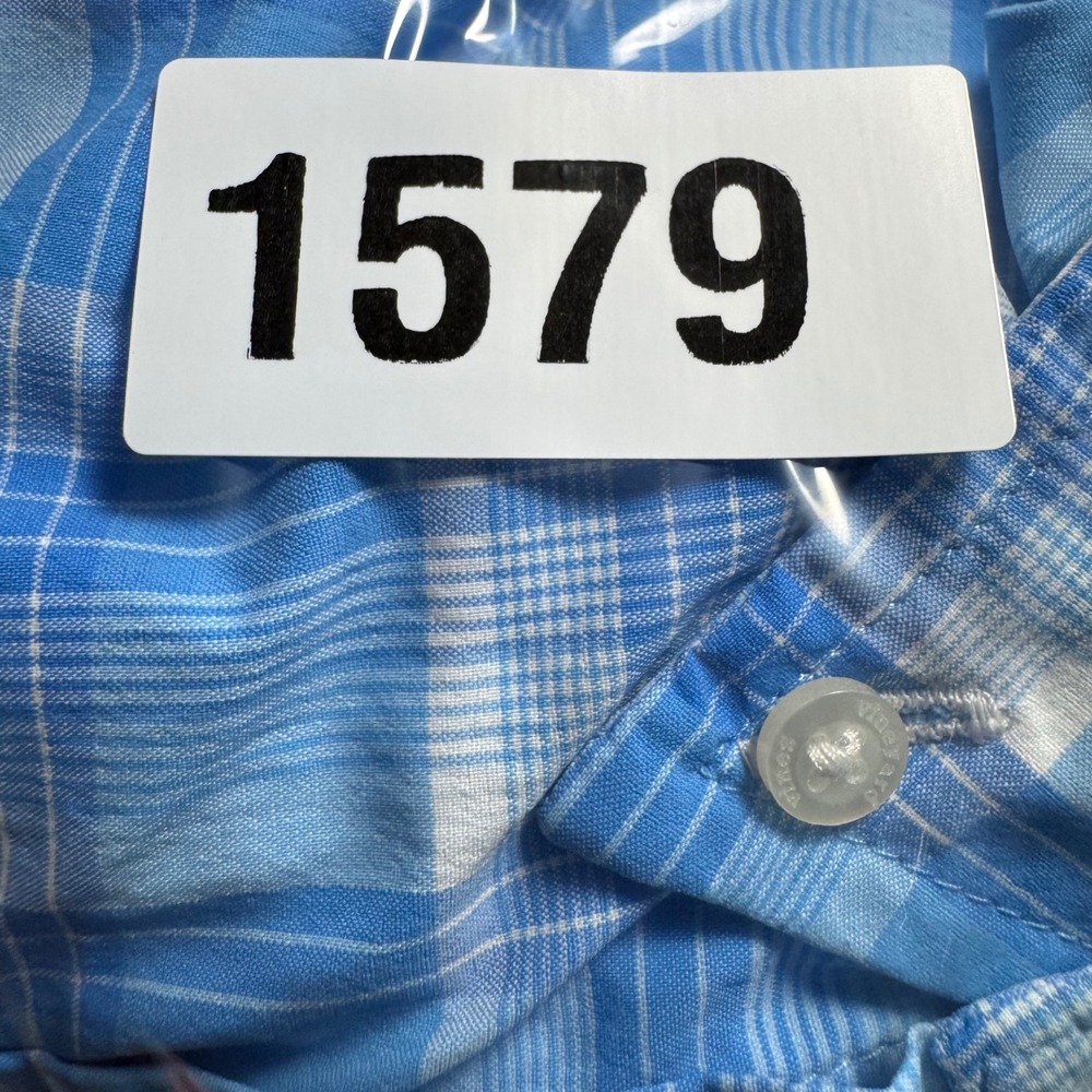 Vineyard Vines Shirt On The Go Small Plaid Button Down Shirt Blue Performance - Picture 9 of 9